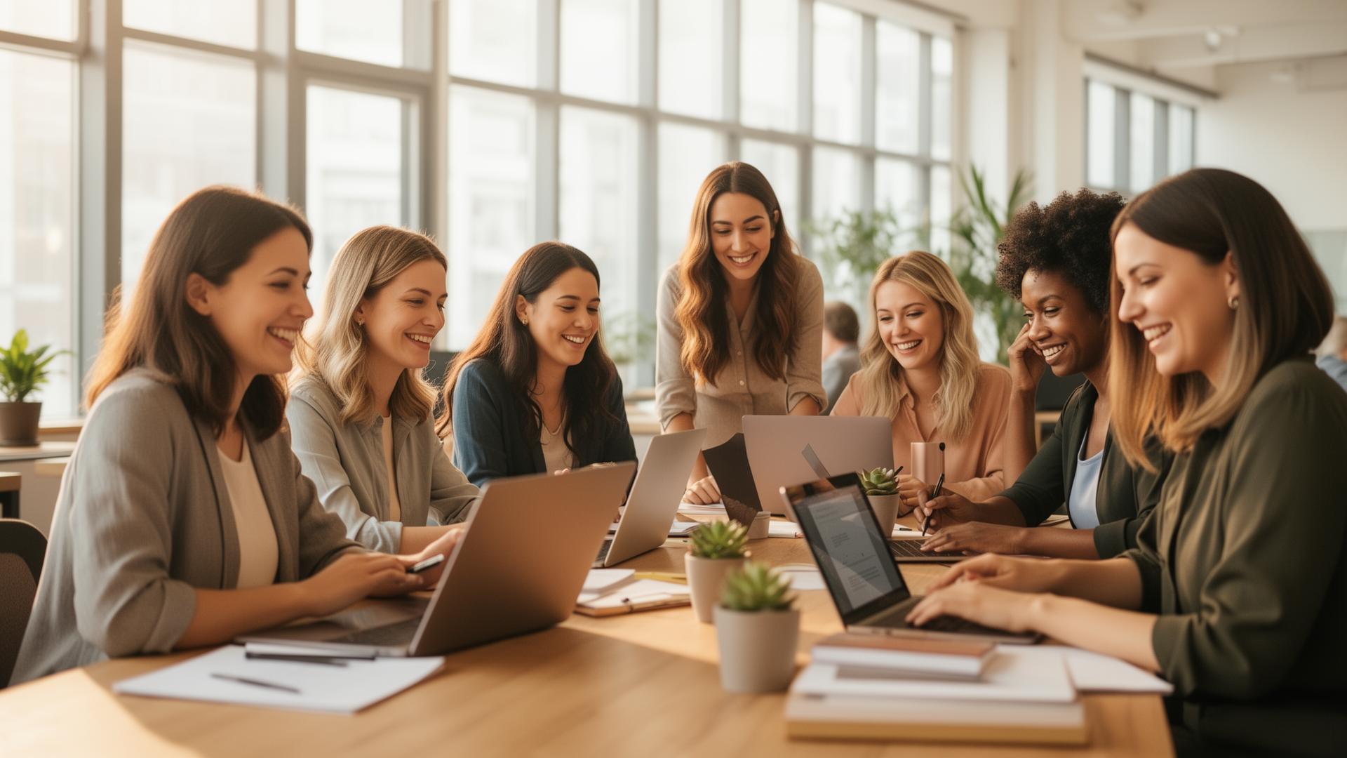Women building their businesses together in the Club